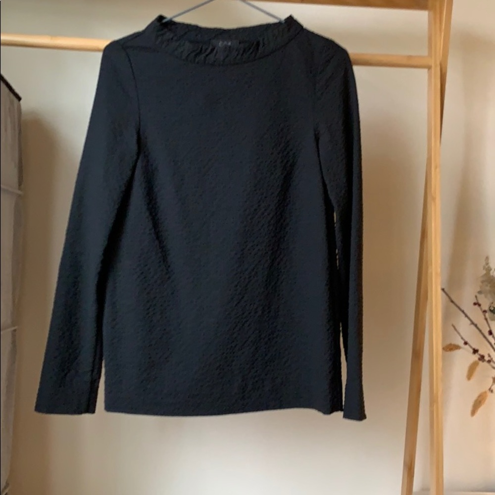 COS black long sleeve top textured material size 2